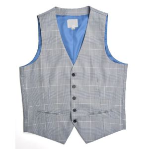 Slim Fit Mens 3 Pieces Suit Business Formal Light Grey Check Color SGS