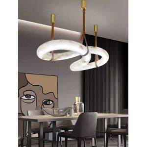 China Modern Figure Eight Shape Design Living Room Kitchen Island Spanish Natural Alabaster Chandelier Pendant Lights on sale