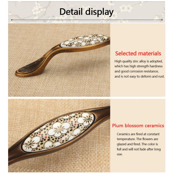 Flower Ceramic Retro Decorative Cupboard Door Handles