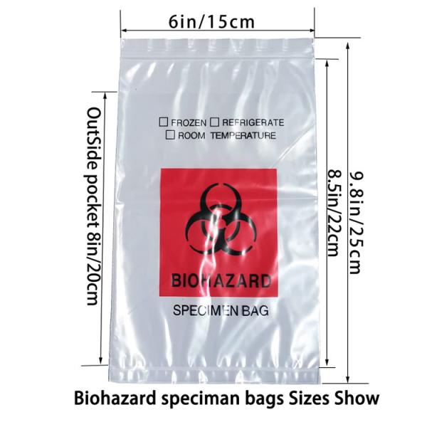 Polypropylene k Specimen Biohazard Trash Bag With Document Pouch