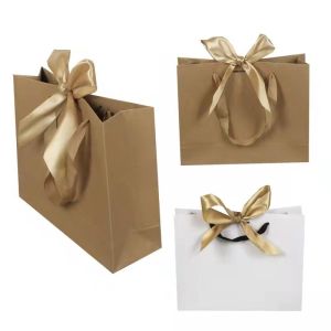 Brown Custom Printed Paper Bags Fancy Shape for coffee tea
