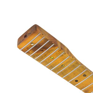 Fender Telecaster Maple Neck Replacement High Gloss Yellow Tiger Flame Maple C