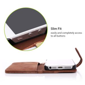 Leather Harris Tweed Phone Case Flip Folio Magnetic Clasp IPhone 5/5s/Se