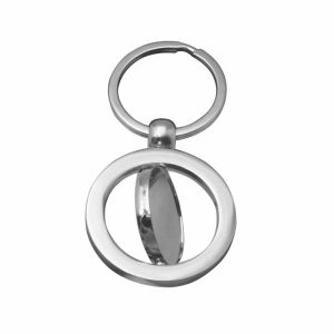 Custom Promotional Rotating Blank Metal Car Keyring Round Shape Zinc Alloy