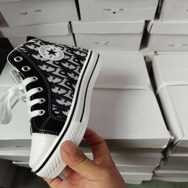 embroidered black High Top Canvas Shoes ladies canvas trainers In Stock
