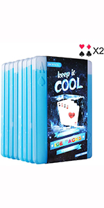 Ice Packs For Lunch Box, Freezer Ice Packs Slim Long Lasting Cool Packs For Lunch Bags And Cooler, Poker Design