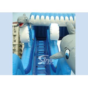 6.0m outdoor commercial grade three dolphins inflatable water slide with 0.55mm