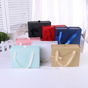 Cheap ODM OEM Acceptable. Free Sample Portable Empty Slide Out Packing Rigid Drawer Type Gift Box Bag with Ribbon for sale