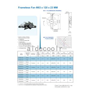 Multipurpose Bracket Cooling Fan 12V 92x92x25mm Frameless For Hotel