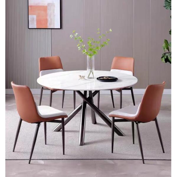 PU Fabric Metal Base Dining Table And Chair Sets Rust Resistance