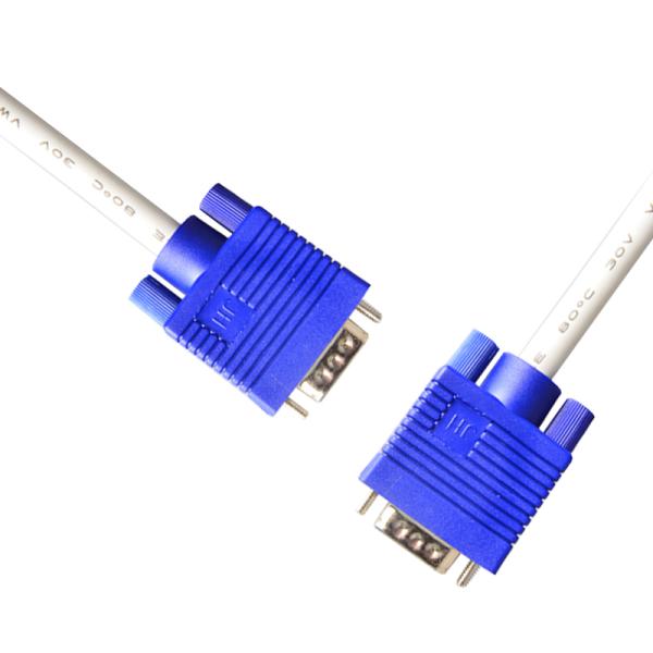 Durable ROHS white 8.0mm VGA Cable Harness Assembly Tinned Copper Thin VGA Cable