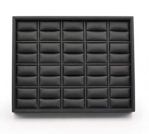 China Black Leatherette Stackable Jewelry Trays , 20 Rings Jewelry Trays For Dresser Drawers on sale