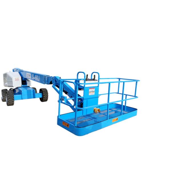 Quality Blue Grey Color Portable Boom Lift  Commins Engine Manual Platform Lowering Valve wholesale