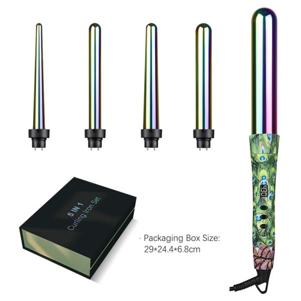 Instant Heat Up Interchangeable Hair Curler Titanium Tourmaline Barrels