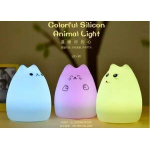 USB Charge Carton Silicone Night Light Multicolor Cute Cat Silicone Soft Nursery