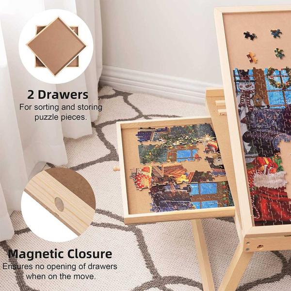 Folding Wooden Table Jigsaw Puzzle Board for AJUNION 1000 Piece Puzzle 31.1 x 22 x 2.4