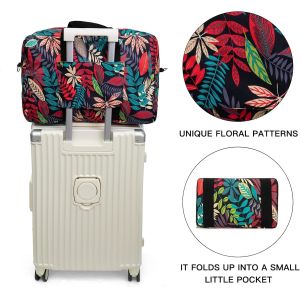 Foldable Large Capacity Carry on Weekender Overnight Travel Bag with Pattern