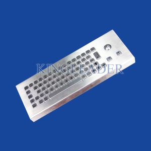 Rugged Industrial Desktop Stainless Steel Metal Keyboard With Optical Trackball