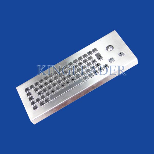 Rugged Industrial Desktop Stainless Steel Metal Keyboard With Optical Trackball