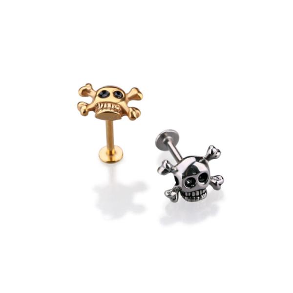 Surgical Steel Unique Lip Studs Cool Skull Free Labret Lip Rings Body Piercing Jewelry