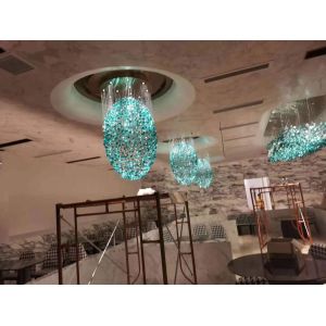 E14 E12 E27 Modern Crystal Chandelier SS304 Large Hotel Chandelier For Foyer