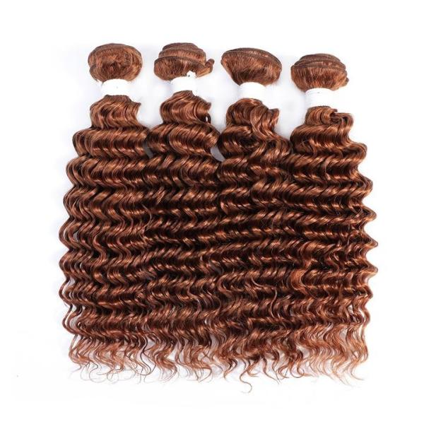 #30 Medium Auburn Deep Wave Remy Human Hair Bundles Sew In Weave Bundles Brazilian Bundle Deals