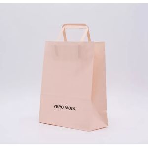 ODM Pink Kraft Paper Bag Biodegradable Patch Handle Bag ISO9001