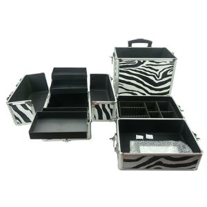 4 In 1 Aluminum Makeup Trolley Case In Zebra Color, Zebra Pro Makeup Case