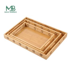 3L Sustainable Bamboo Serving Tray For Dessert Food ISO9001 certificated