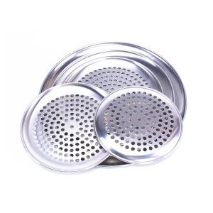 15mm Deep Round Type Perforated Aluminum Alloy Pizza Baking Tray 8" 9" 10" 12"