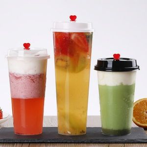 China Eco Friendly Cold Drink Cups , Disposable Juice Glasses With Lid 20oz Pp on sale