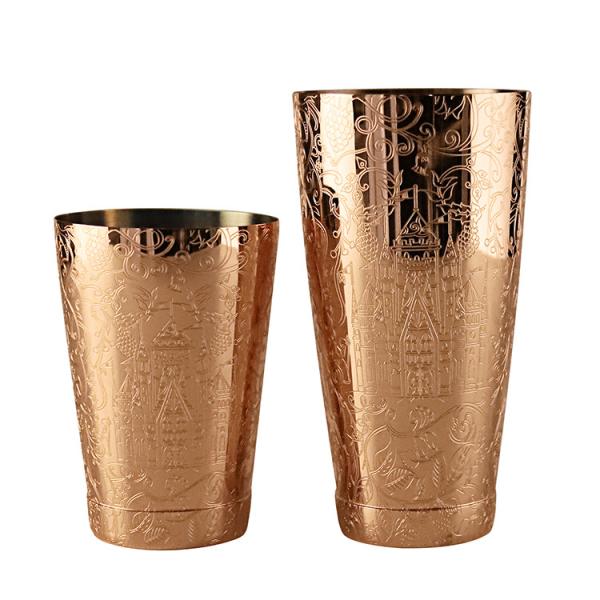 Quality Stainless Steel 304 Copper Cocktail Shaker New Design Baroque Style Bartender Kit wholesale