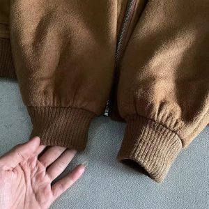 Custom Embroidery logo Zipper up Sherpa Turn-down Collar Heavyweight Jacket for