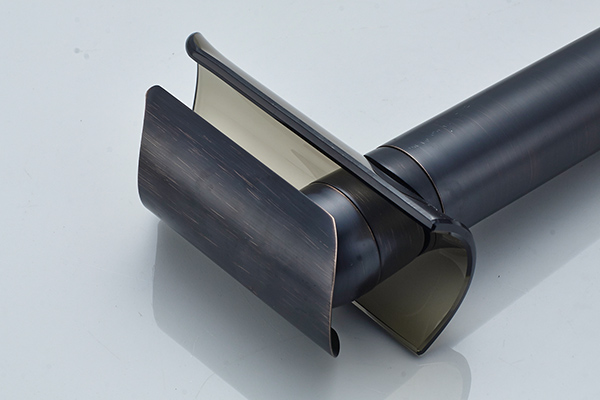 ROVATE Sanitary Ware Black Bathroom Basin Faucets Waterfall Spout Desk Mounted