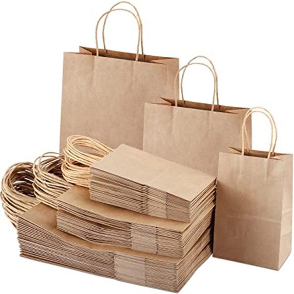Eco-Friendly Custom Brown Kraft Paper Bags With Handles Clothing Shoes Fur