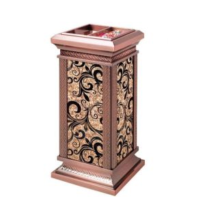 Hotel Elevator Entrance Large Marble Stainless Steel Trash Can Waste Bin Garbage