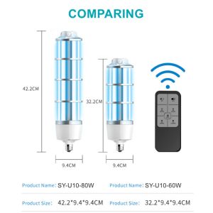 Quartz Glass Ultraviolet Bactericidal Light 80w AC110V 40m2 PIR Sensor