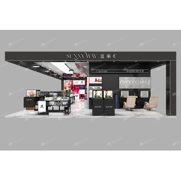 Cosmetic Shop Decoration Gold Rush Series Skincare Kiosk Case 90sqm for Perfume Shop Furniture