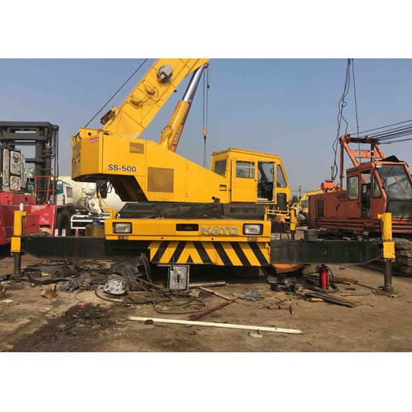 Quality Yellow KATO RT50 Second Hand Cranes 50ton Lifting Load 6 Span Original Japan Made wholesale
