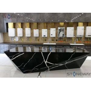 Black Calacata Artificial Quartz Kitchen Countertop With Coherent Pattern