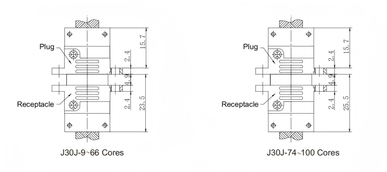 M83513 J30J Micro Rectangular Connector with 9 Pin Metal Casing for High Temperature Resistance