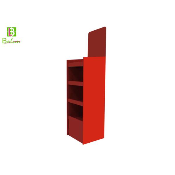 Red Retail Cardboard Display Shelves , 4 Tire Cardboard Pallet Display Hot