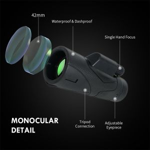 High Magnification BAK4 Mobile Phone Monocular Telescope 10x42 12x50