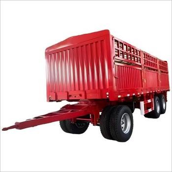 Quality Farm 2-Axles Flat Platform Fence Drawbar Full Trailer With Ladder wholesale
