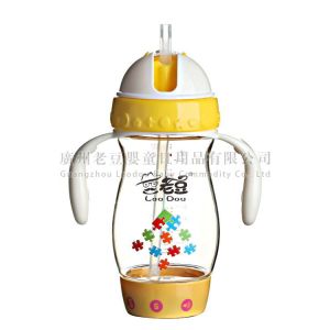 China The Second Stage 260ml yellow color PPSU Baby Drinking Bottle With Unique Slide Design on sale
