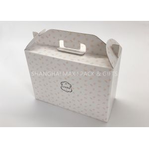 Cheap Recycled Brown / Pink Kraft Paper Storage Boxes Without Lids Logo Printing Die Cut Handle Dessert Packaging for sale