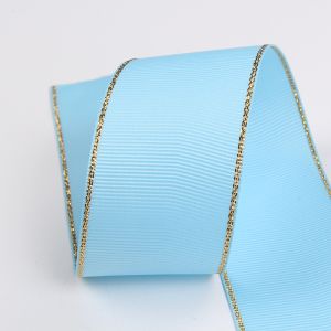 2.5cm Polyester Gold Edge Double Face Grosgrain Ribbon for Christmas Tree and