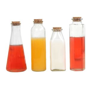 Cylindrical Glass Juice Bottles / Sealable Glass Bottles Straight Shape