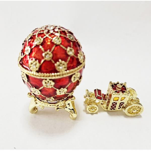 Decorative Earring Ring Trinket Holder Box Hand Painted Faberge Egg Style Hinged Jewelry Box Case for Home Ornament