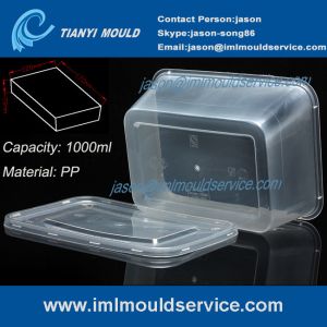 PP 1000ml thin wall disposable rectangular plastic food box/ transparent